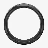 Mens 8MM 1/7 CT. T.W. Natural White Diamond Ceramic Stainless Steel Wedding Band
