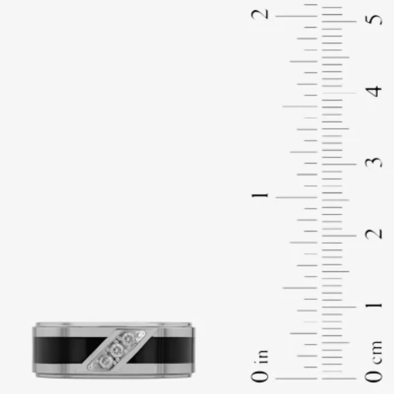 Mens 8MM 1/10 CT. T.W. Natural White Diamond Tungsten Wedding Band