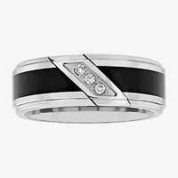 Mens 8MM 1/10 CT. T.W. Natural White Diamond Tungsten Wedding Band