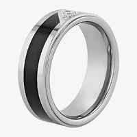 Mens 8MM 1/10 CT. T.W. Natural White Diamond Tungsten Wedding Band