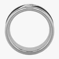 Mens 8MM 1/10 CT. T.W. Natural White Diamond Tungsten Wedding Band