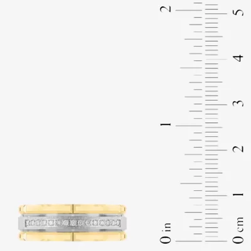 Mens 8MM 1/8 CT. T.W. Natural White Diamond Tungsten Wedding Band