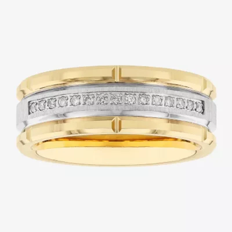 Mens 8MM 1/8 CT. T.W. Natural White Diamond Tungsten Wedding Band