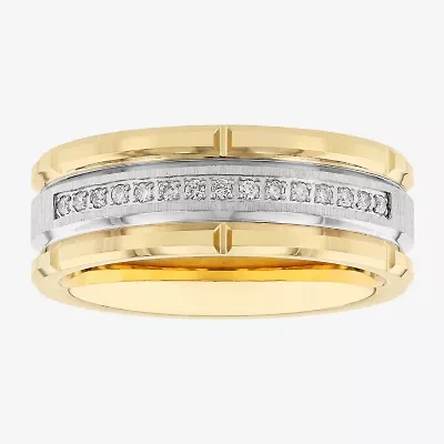 Mens 8MM 1/8 CT. T.W. Natural White Diamond Tungsten Wedding Band