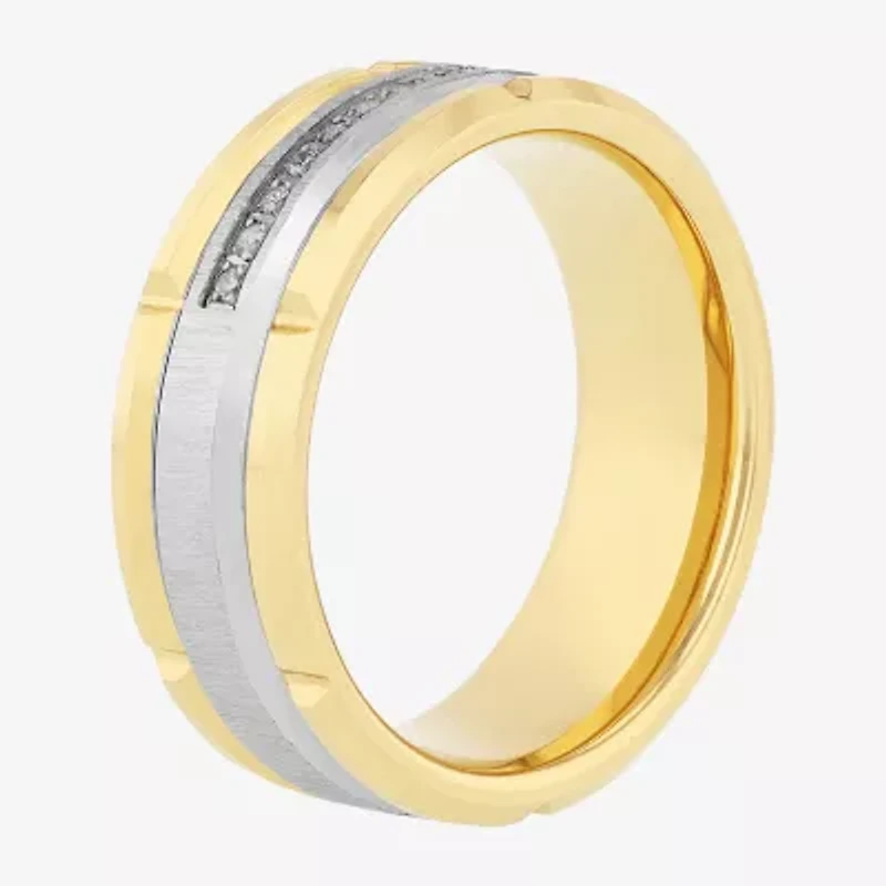 Mens 8MM 1/8 CT. T.W. Natural White Diamond Tungsten Wedding Band