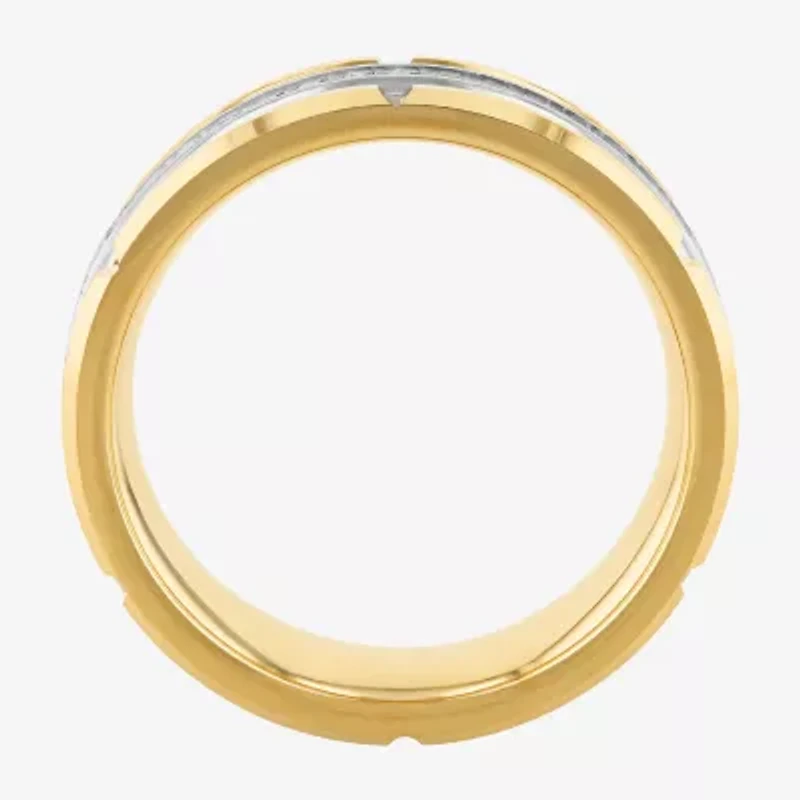 Mens 8MM 1/8 CT. T.W. Natural White Diamond Tungsten Wedding Band