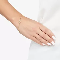 Womens 14K Gold Hollow Heart Link Bracelet