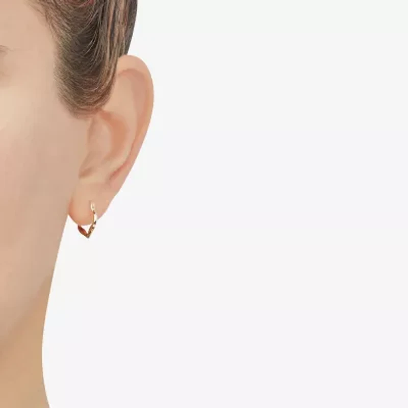 Womens 14K Gold 12.8mm Heart Hoop Earrings
