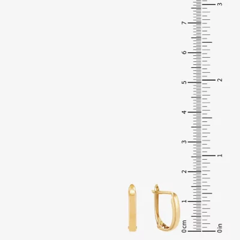 Womens 14K Gold 14mm Round Hoop Earrings