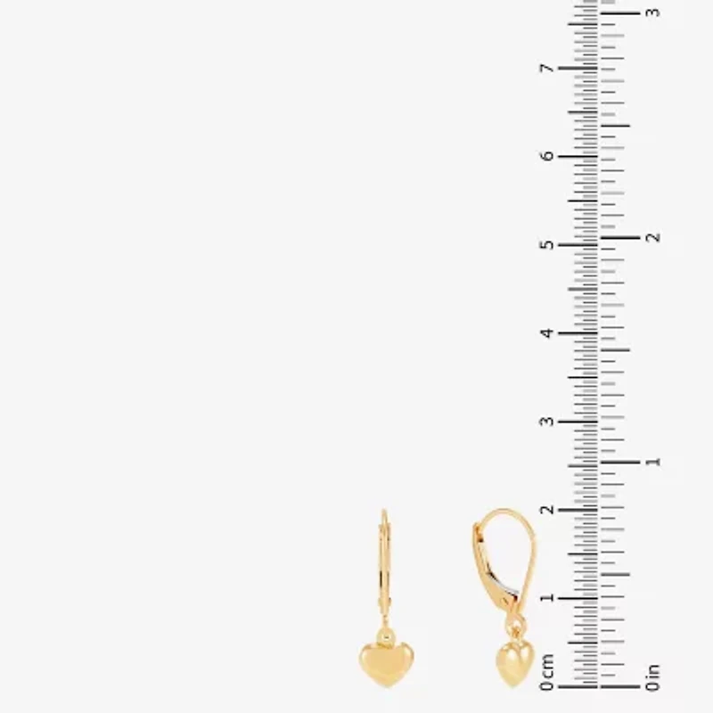 Womens 14K Gold Heart Drop Earrings