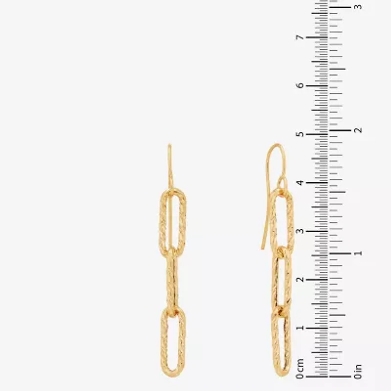 Made in Italy Womens 14K Gold Paperclip Drop Earrings
