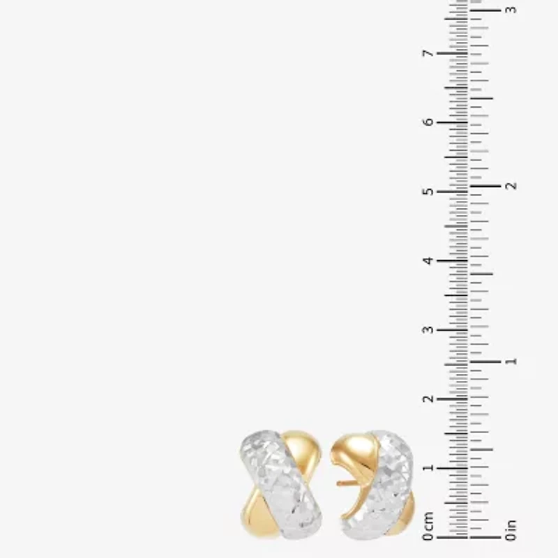 Made in Italy 14K Two Tone Gold 15mm Stud Earrings