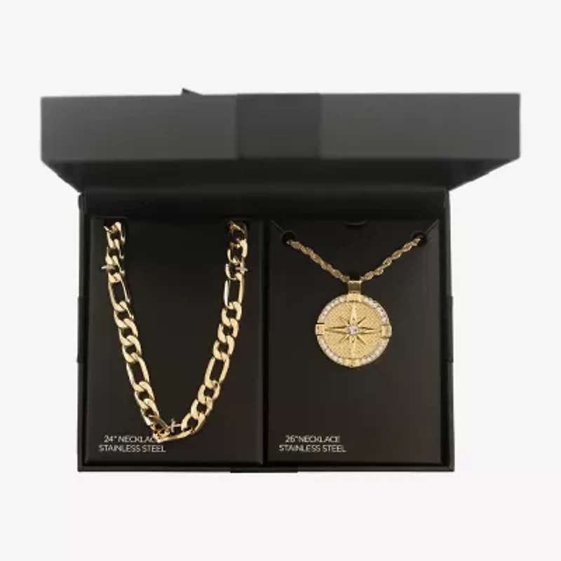 Mens Cubic Zirconia Stainless Steel 2-pc. Jewelry Set