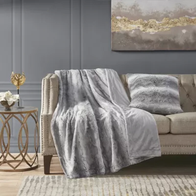 Madison Park Zuri Faux Fur Square Throw Pillow