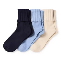Mixit Essentials Thick Rib Womens 3 Pair Turncuff Socks