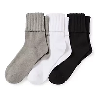 Mixit Essentials Thick Rib Womens 3 Pair Turncuff Socks