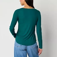 a.n.a Womens Long Sleeve Henley Shirt