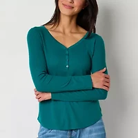 a.n.a Womens Long Sleeve Henley Shirt
