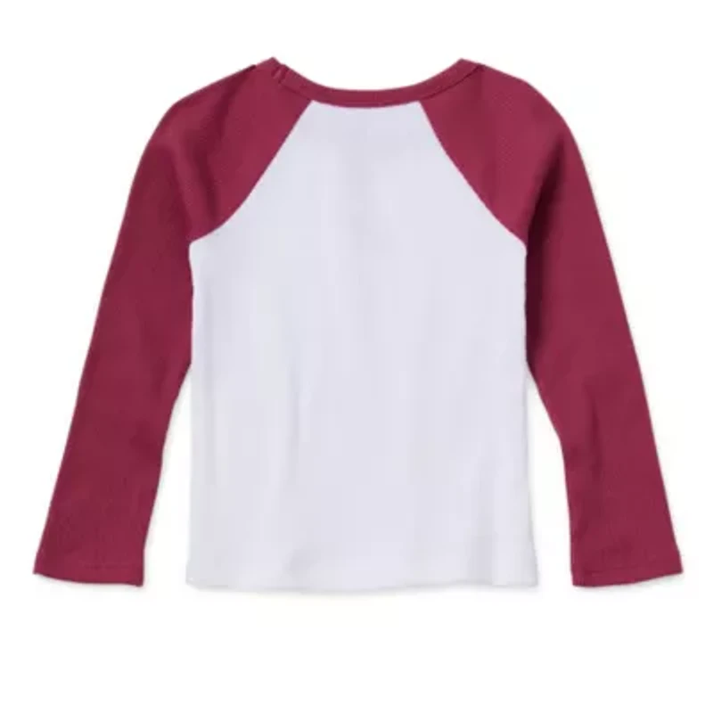 Okie Dokie Toddler & Little Girls Crew Neck Long Sleeve Regular Fit Graphic T-Shirt