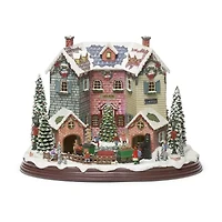 Roman 10.75in Musical Led 3 Buildings Plays Music Christmas Tabletop Decor