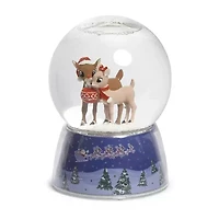 Roman 6in Musical Led Swirl Rudolph Dome Christmas Snow Globe