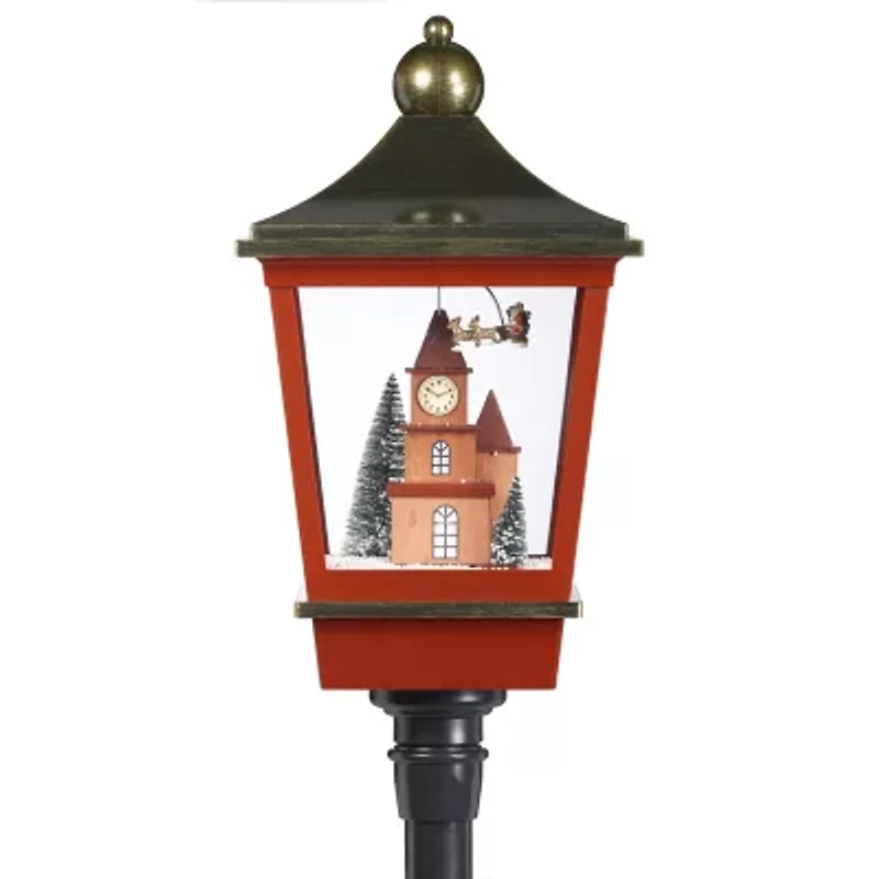 Roman 75in Led Snowing Tower Lantern Plays Music Christmas Tabletop Decor