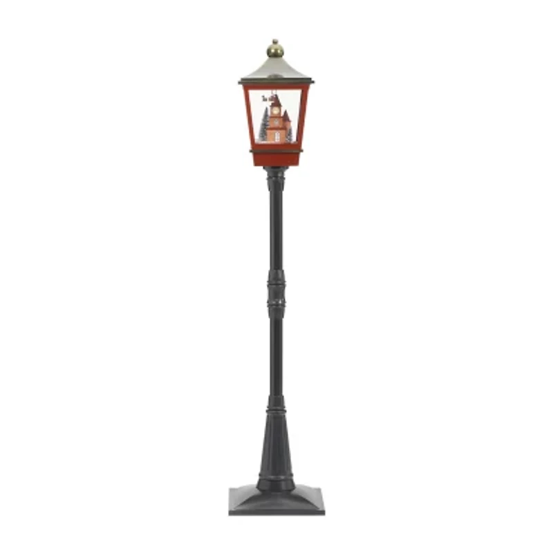 Roman 75in Led Snowing Tower Lantern Plays Music Christmas Tabletop Decor