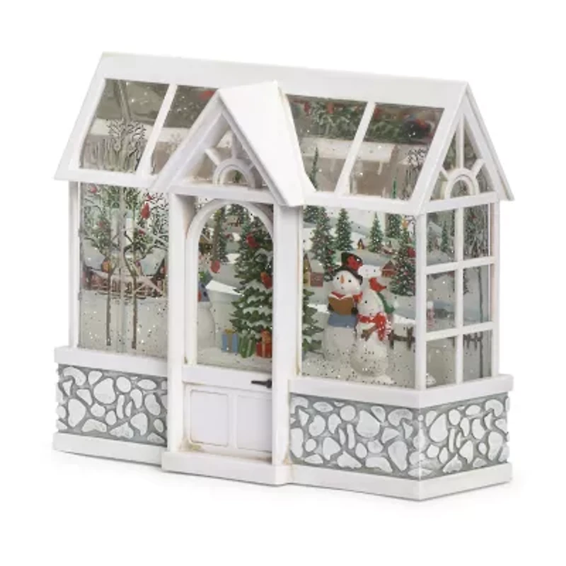 Roman 8in Led Swirl Snowman Choir Christmas Snow Globe