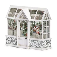 Roman 8in Led Swirl Snowman Choir Christmas Snow Globe