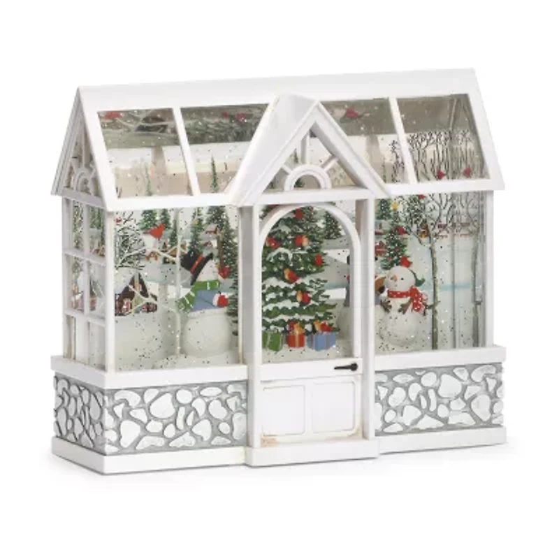 Roman 8in Led Swirl Snowman Choir Christmas Snow Globe