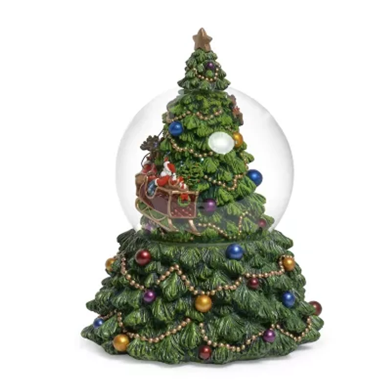 Roman 7.5 In Musical Tree Dome Santa Christmas Snow Globe