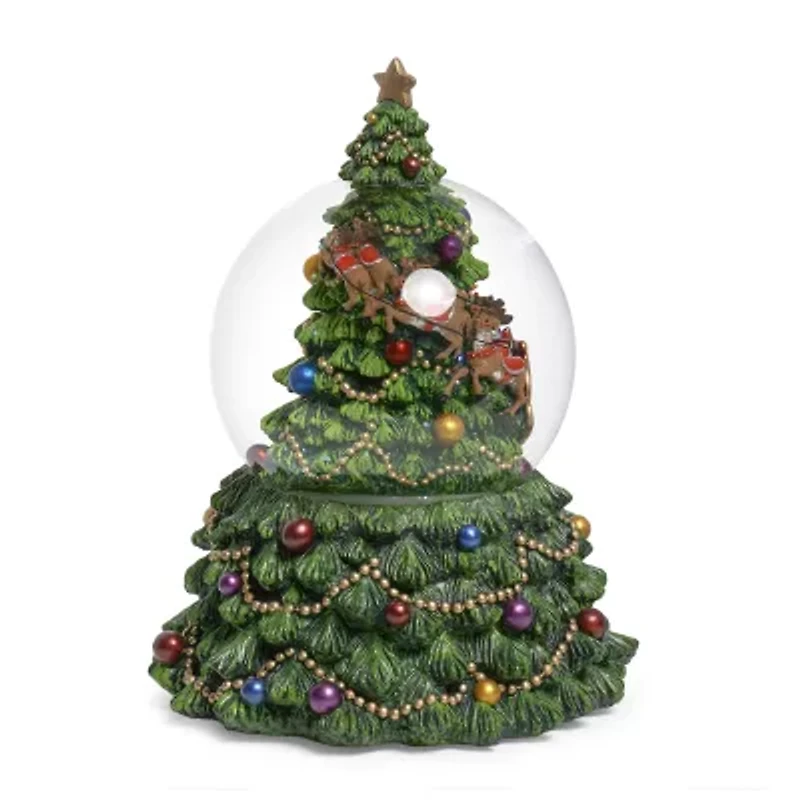 Roman 7.5 In Musical Tree Dome Santa Christmas Snow Globe