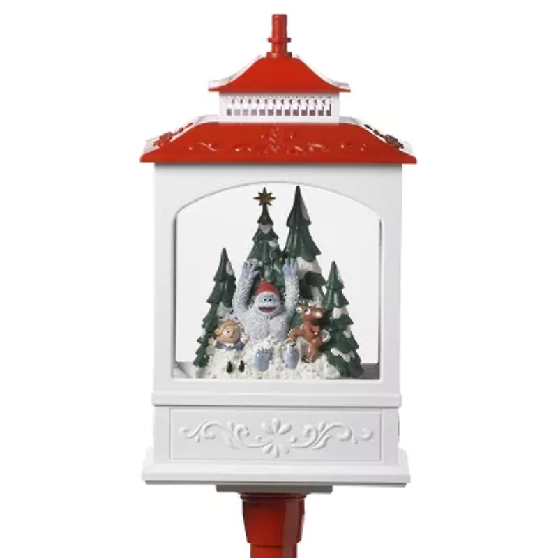 Roman 49in Musical Rudolph Snow Lantern Plays Music Christmas Tabletop Decor