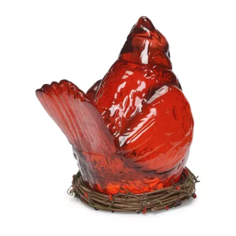 Roman 8.75in Lighted Swirl Cardinal Christmas Tabletop Decor