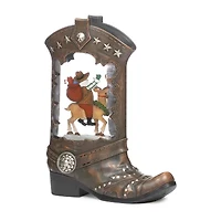 Roman 10in Lighted Swirl Boot With Santa Christmas Tabletop Decor