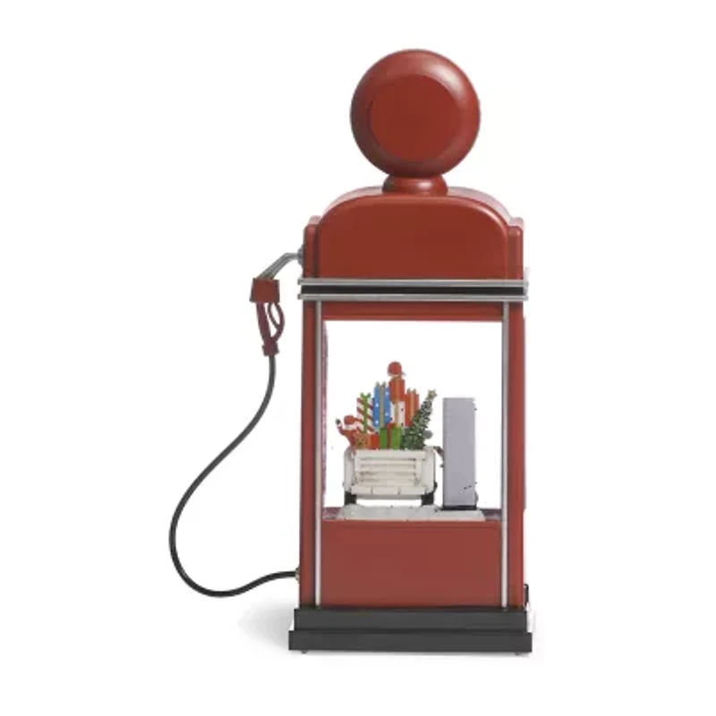 Roman 11.5in Lighted Swirl Gas Pump Christmas Snow Globe