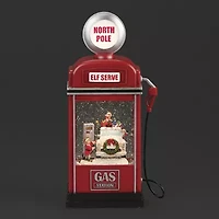 Roman 11.5in Lighted Swirl Gas Pump Christmas Snow Globe