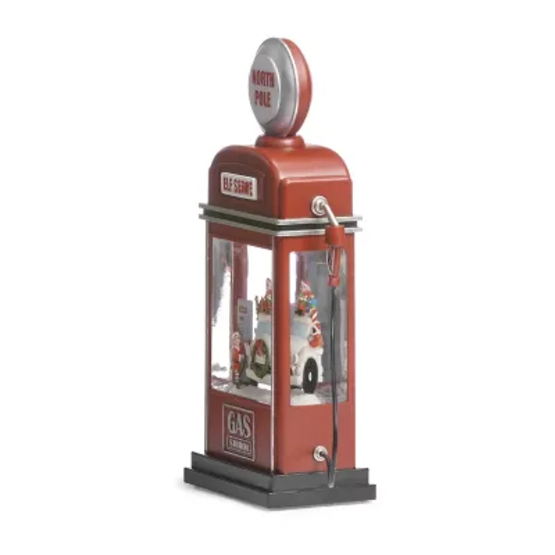 Roman 11.5in Lighted Swirl Gas Pump Christmas Snow Globe