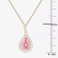Womens Lab Created Pink Sapphire 14K Gold Over Silver Pear 18 Inch Pendant Necklace