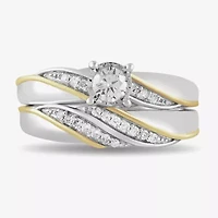 Womens 1/2 CT. T.W. Lab Grown White Diamond 14K Gold Over Silver Side Stone Bridal Set
