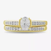 Womens 1 CT. T.W. Lab Grown White Diamond 14K Gold Over Silver Wedding Bridal Set