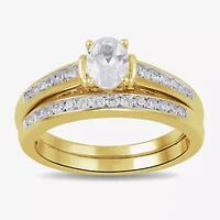 Womens 1 CT. T.W. Lab Grown White Diamond 14K Gold Over Silver Wedding Bridal Set