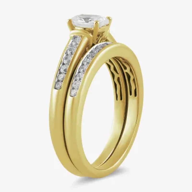 Womens 1 CT. T.W. Lab Grown White Diamond 14K Gold Over Silver Wedding Bridal Set