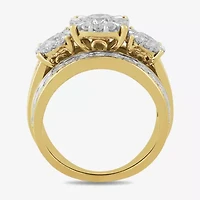Love Lives Forever (H-I / I1) Womens 3 1/2 CT. T.W Lab Grown White Diamond 10K Gold Side Stone 3-Stone Engagement Ring