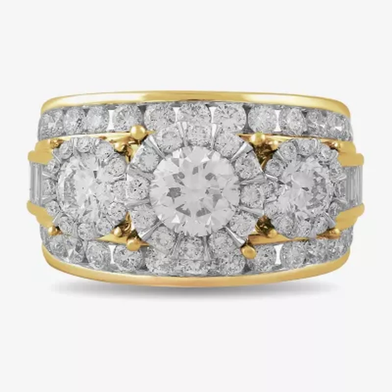 Love Lives Forever (H-I / I1) Womens 3 1/2 CT. T.W Lab Grown White Diamond 10K Gold Side Stone 3-Stone Engagement Ring