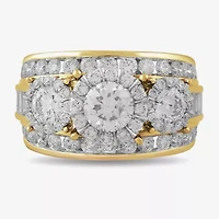 Love Lives Forever (H-I / I1) Womens 3 1/2 CT. T.W Lab Grown White Diamond 10K Gold Side Stone 3-Stone Engagement Ring