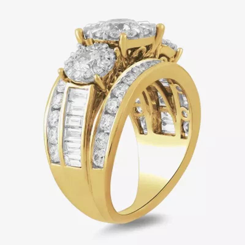 Love Lives Forever (H-I / I1) Womens 3 1/2 CT. T.W Lab Grown White Diamond 10K Gold Side Stone 3-Stone Engagement Ring