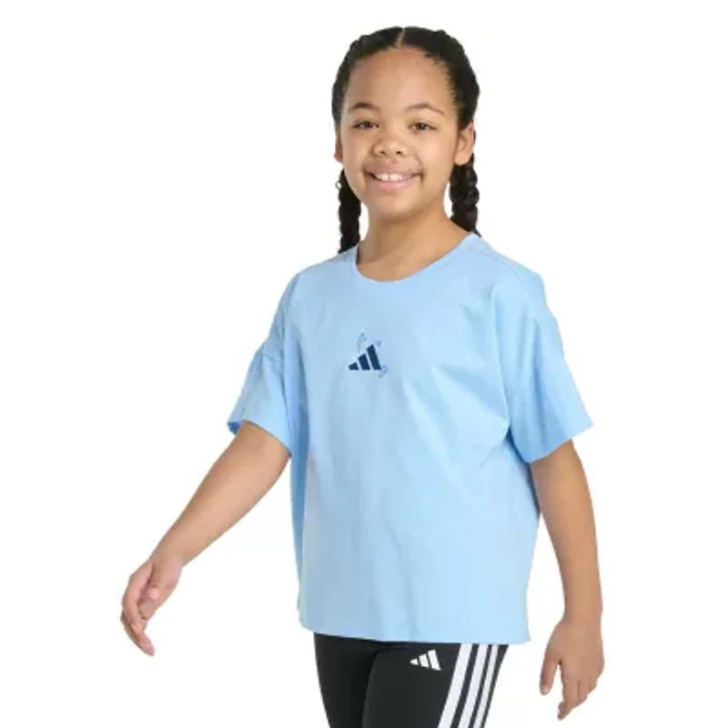 adidas Big Kid Girls Crew Neck Short Sleeve Loose Fit Graphic T-Shirt