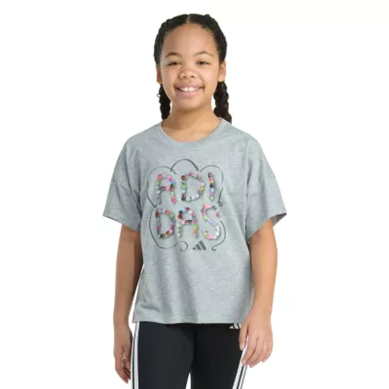 adidas Big Kid Girls Crew Neck Short Sleeve Loose Fit Graphic T-Shirt