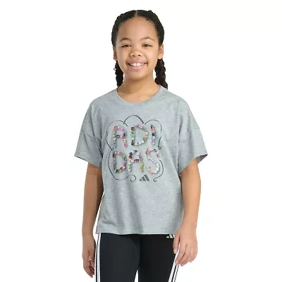 adidas Big Kid Girls Crew Neck Short Sleeve Loose Fit Graphic T-Shirt